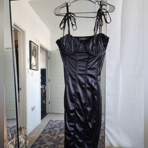 PLT ruched satin dress